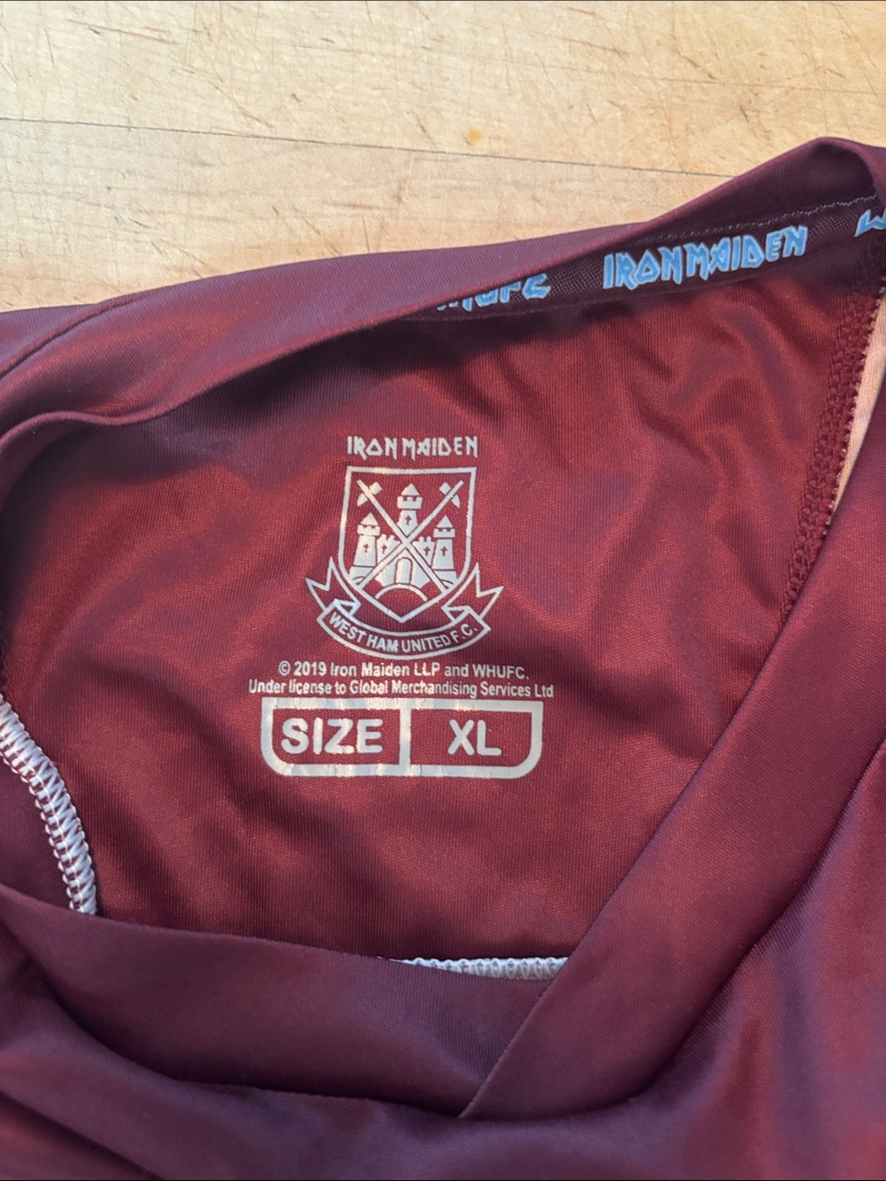 Men's Football Shirt in Claret and Sky - Picture 4 of 4
